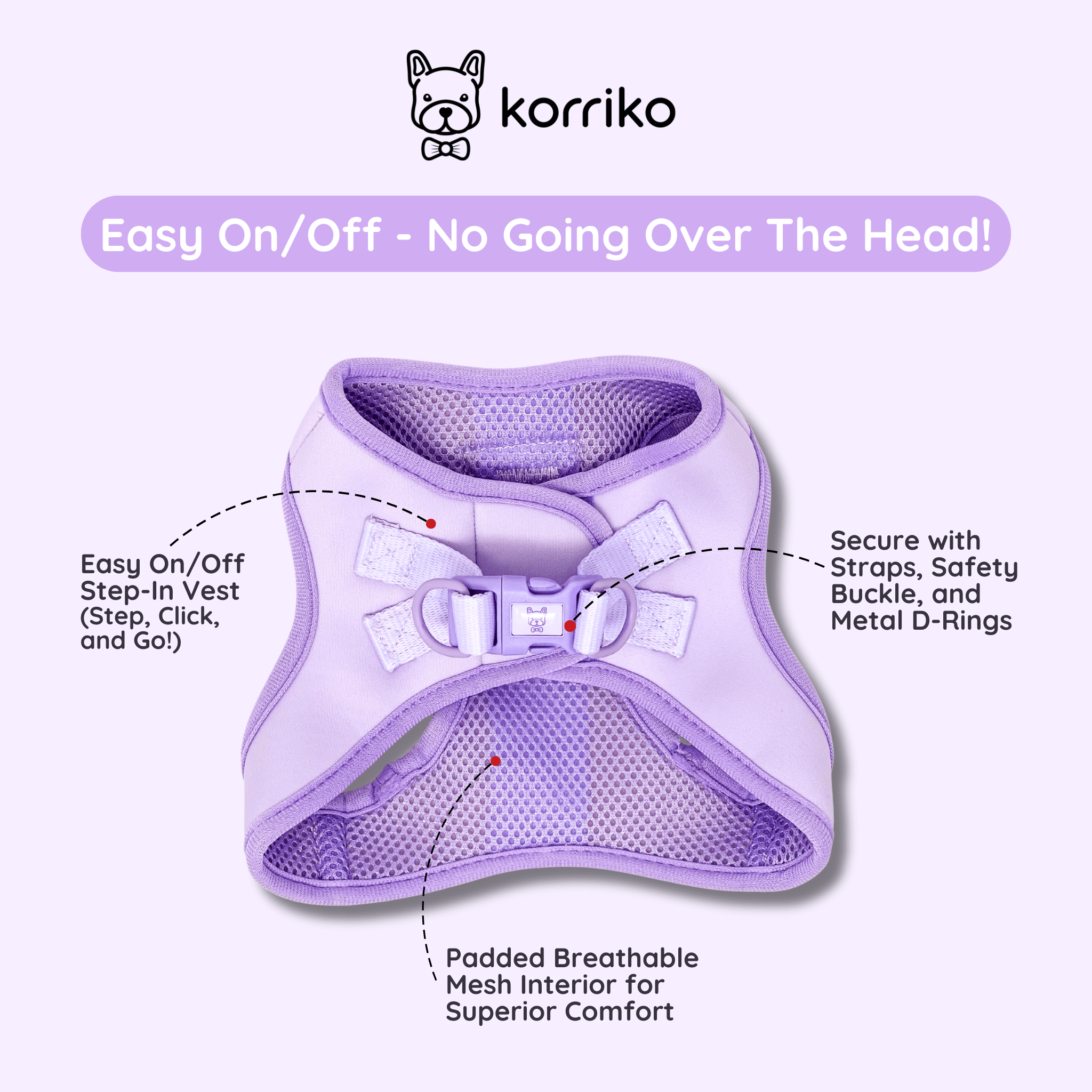 Step-In Dog Harness - Lilac (Final Sale)