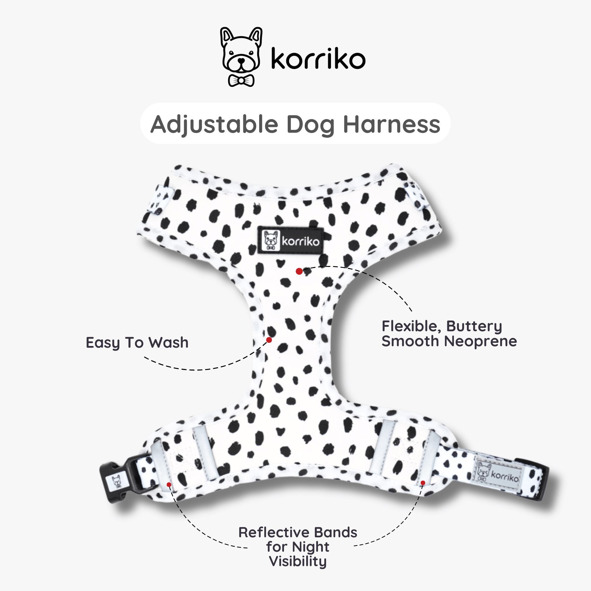 Adjustable Dog Harness - Spotted (SECONDS - FINAL SALE)