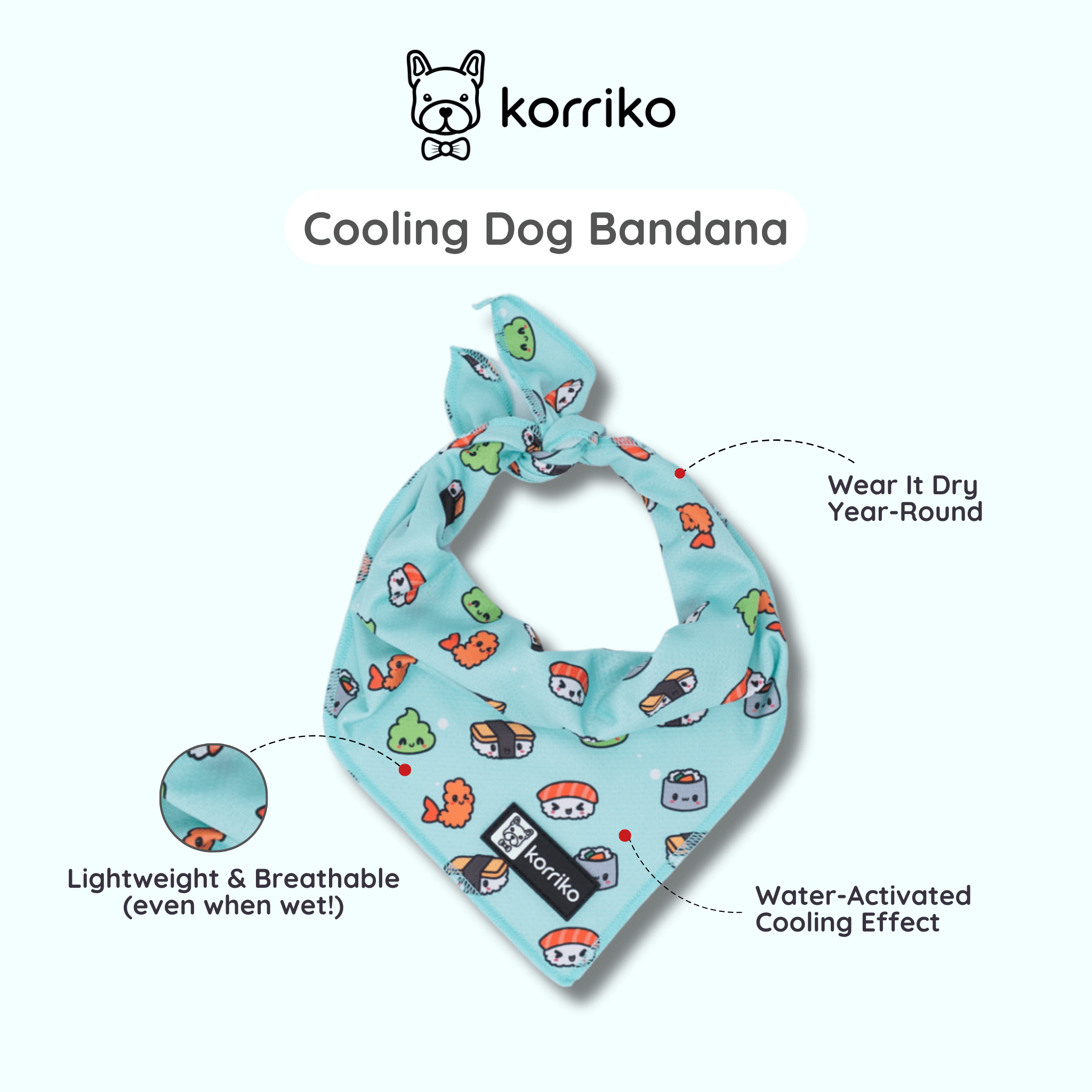 Cooling Dog Bandana - Sushi