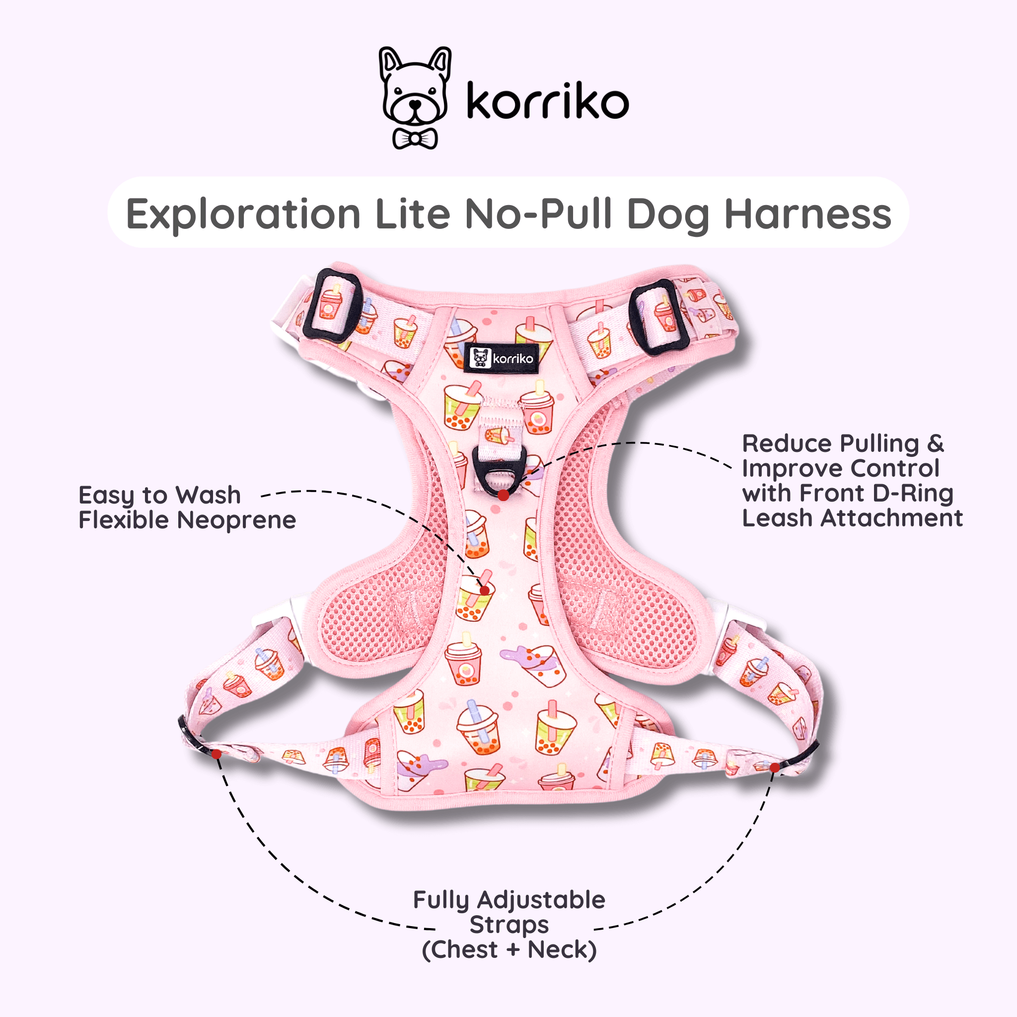 Exploration Lite No-Pull Dog Harness - Taro Milk Tea