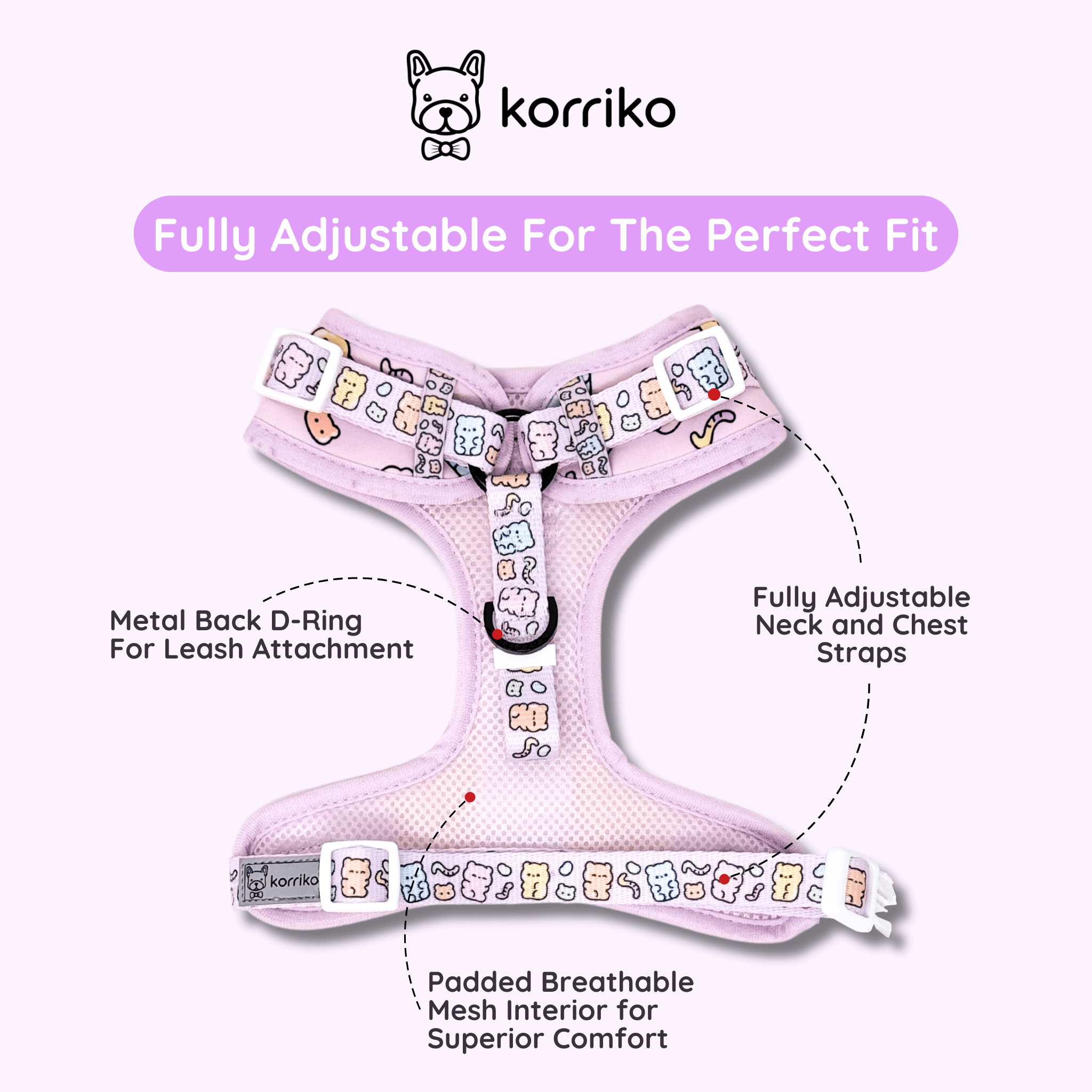 Essential Adjustable Harness Walk Set - Gummy Bear (3-Piece)