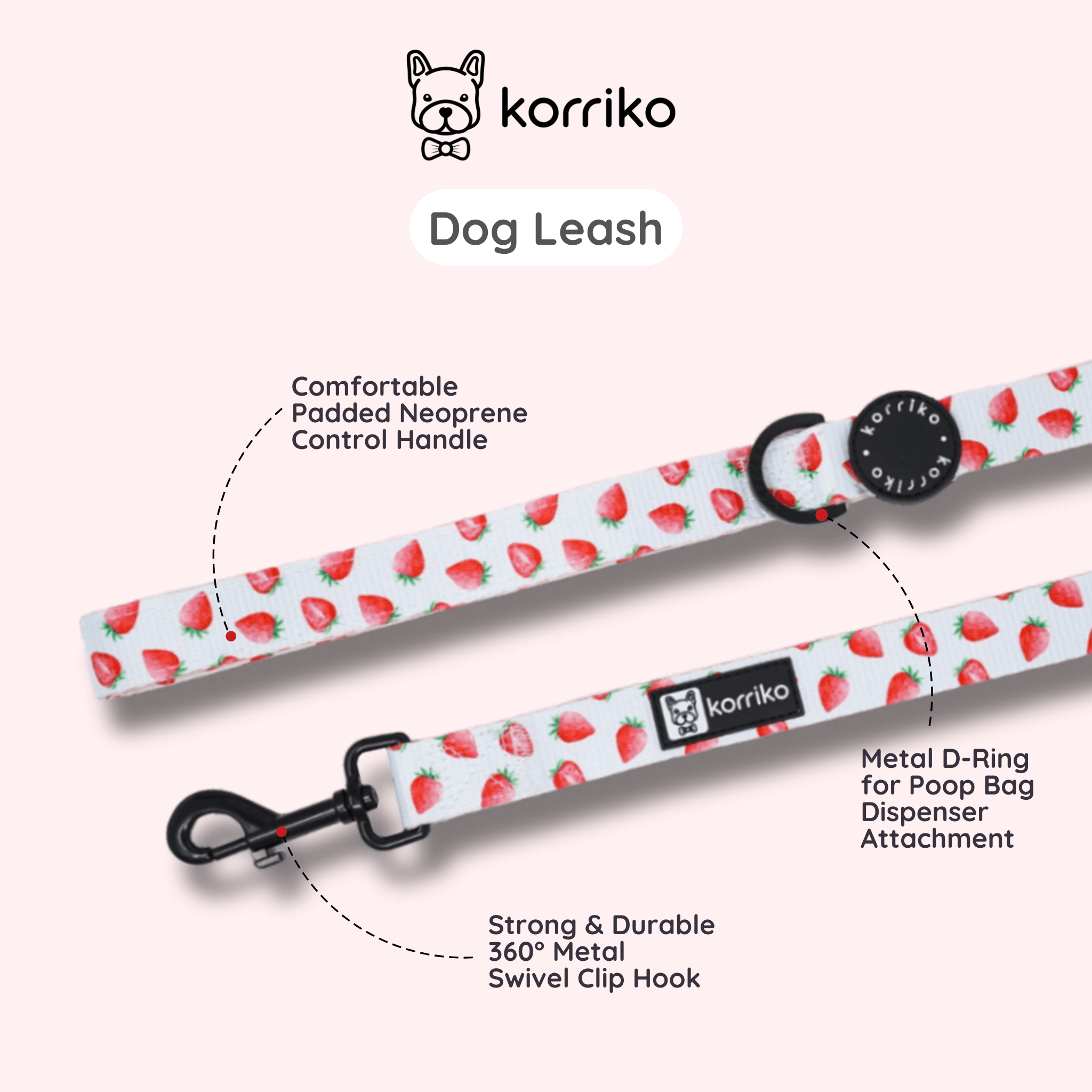 Essential Step-In Harness Walk Set - Strawberries & Cream (3-Piece)